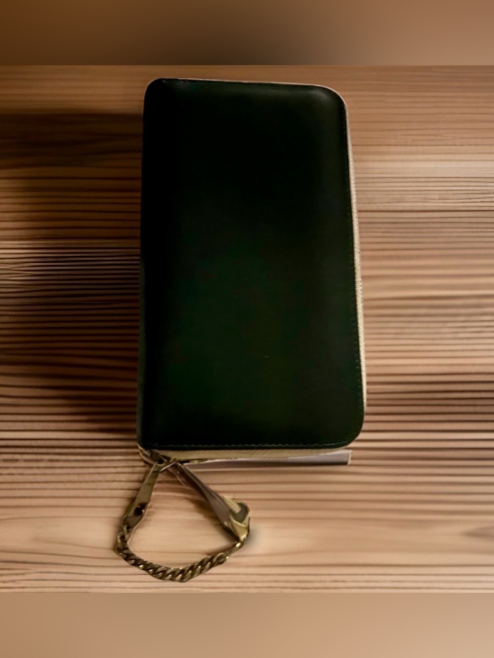 Chloe Bi Color Black/Tan Calfskin Double Zip-Around Long Wallet